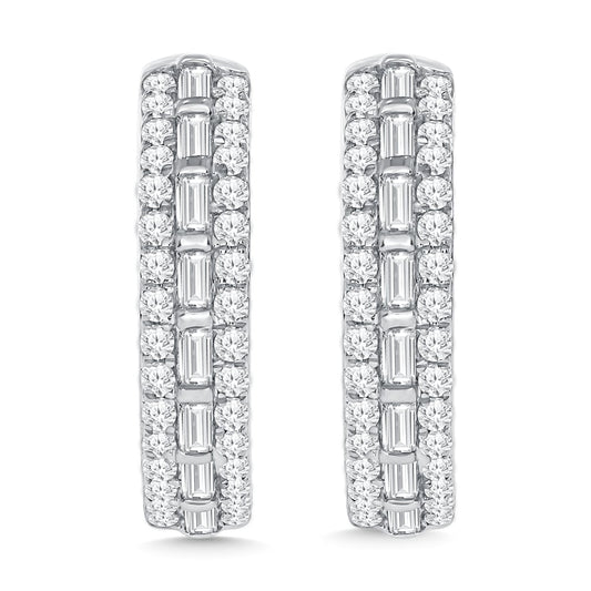 14K White Gold Diamond 1/2 Ct.Tw. Hoop Earrings