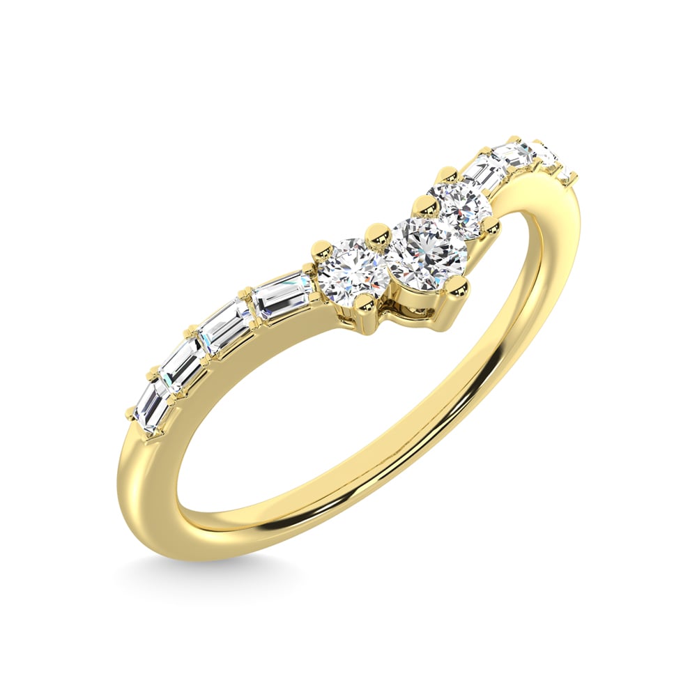 14K Yellow Gold Diamond 1/6 Ct.Tw. Chevron Band
