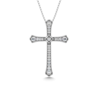 14K White Gold Diamond 1/4 Ct.Tw. Cross Pendant