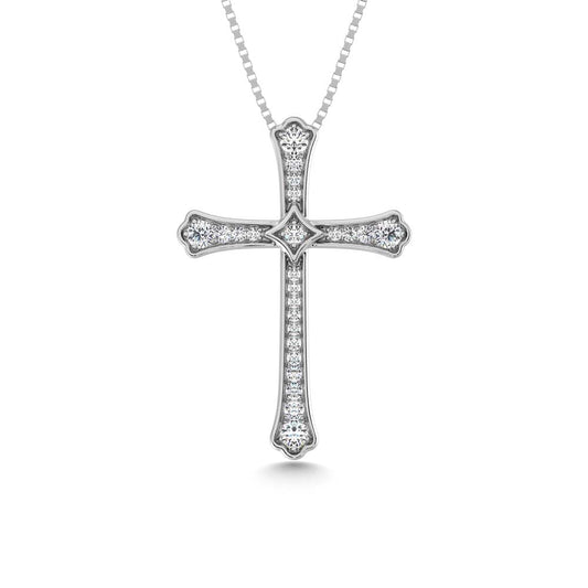 14K White Gold Diamond 1/4 Ct.Tw. Cross Pendant