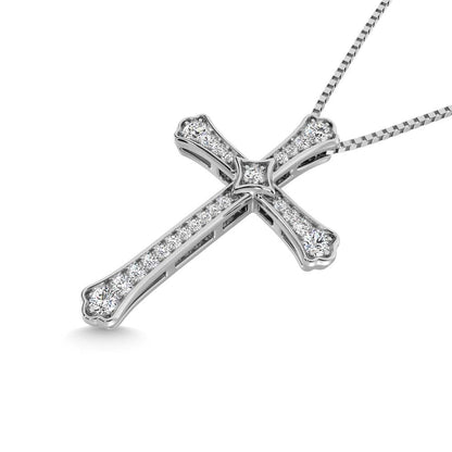 14K White Gold Diamond 1/4 Ct.Tw. Cross Pendant