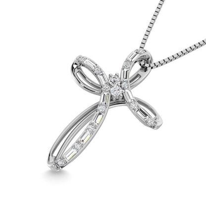 14K White Gold Diamond 1/5 Ct.Tw. Cross Pendant