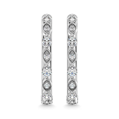 14K White Gold Diamond 3/8 Ct.Tw. Hoop Earrings