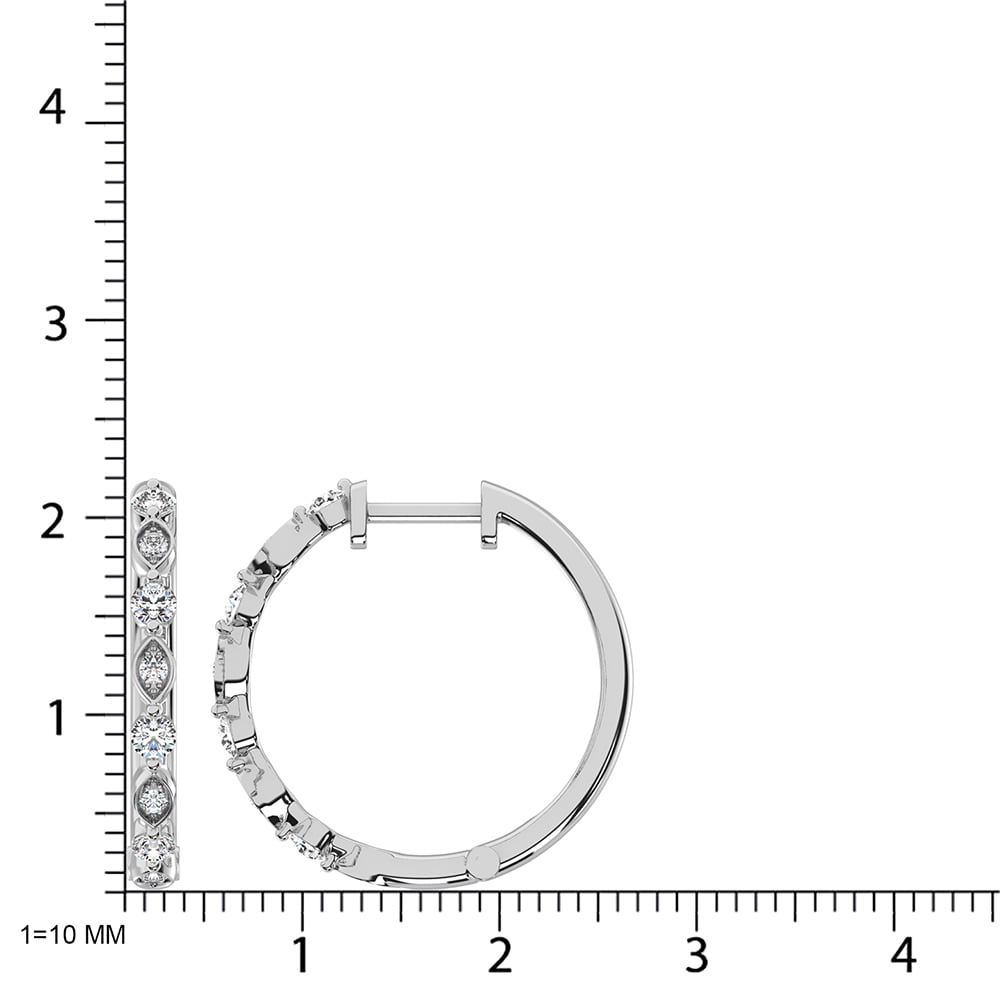 14K White Gold Diamond 3/8 Ct.Tw. Hoop Earrings