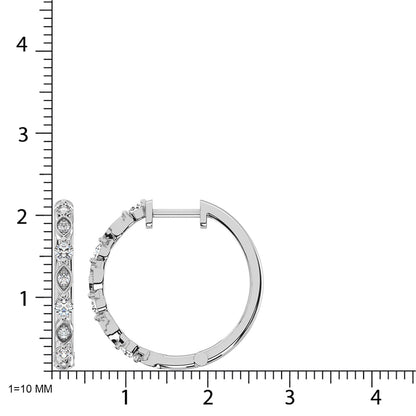 14K White Gold Diamond 3/8 Ct.Tw. Hoop Earrings
