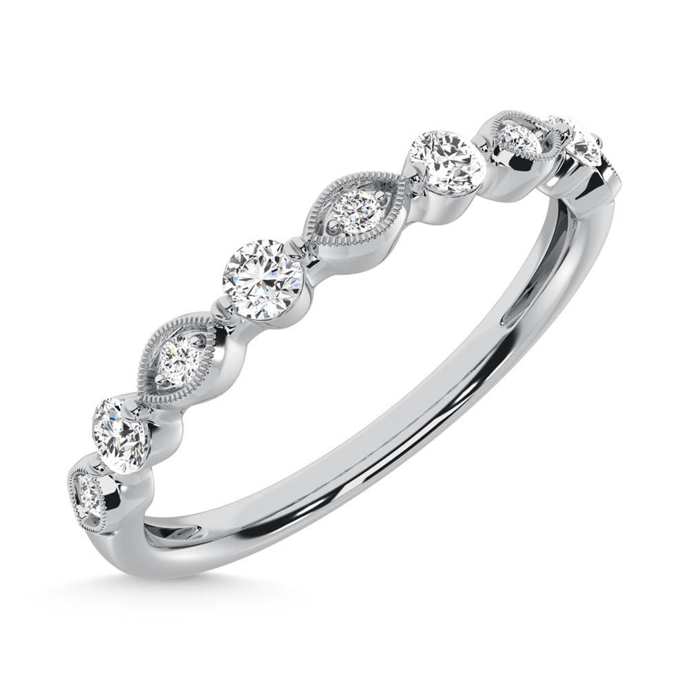 14K White Gold Diamond 1/5 Ct.Tw. Stack Band