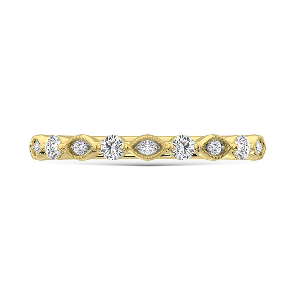 14K Yellow Gold Diamond 1/5 Ct.Tw. Stack Band