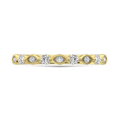 14K Yellow Gold Diamond 1/5 Ct.Tw. Stack Band