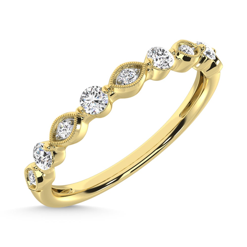 14K Yellow Gold Diamond 1/5 Ct.Tw. Stack Band