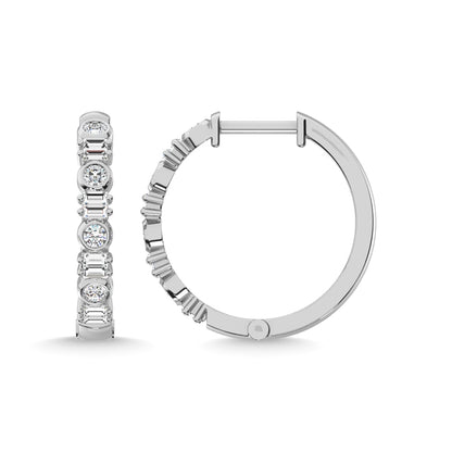 14K White Gold Diamond 1/2 Ct.Tw. Hoop Earrings