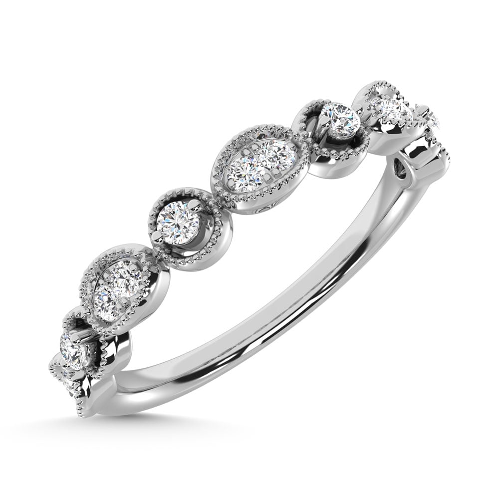 14K White Gold Diamond 1/6 Ct.Tw. Stack Band