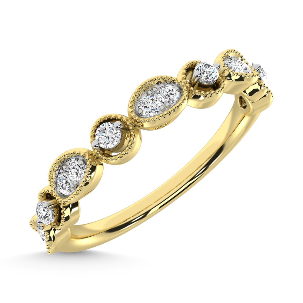 14K Yellow Gold Diamond 1/6 Ct.Tw. Stack Band