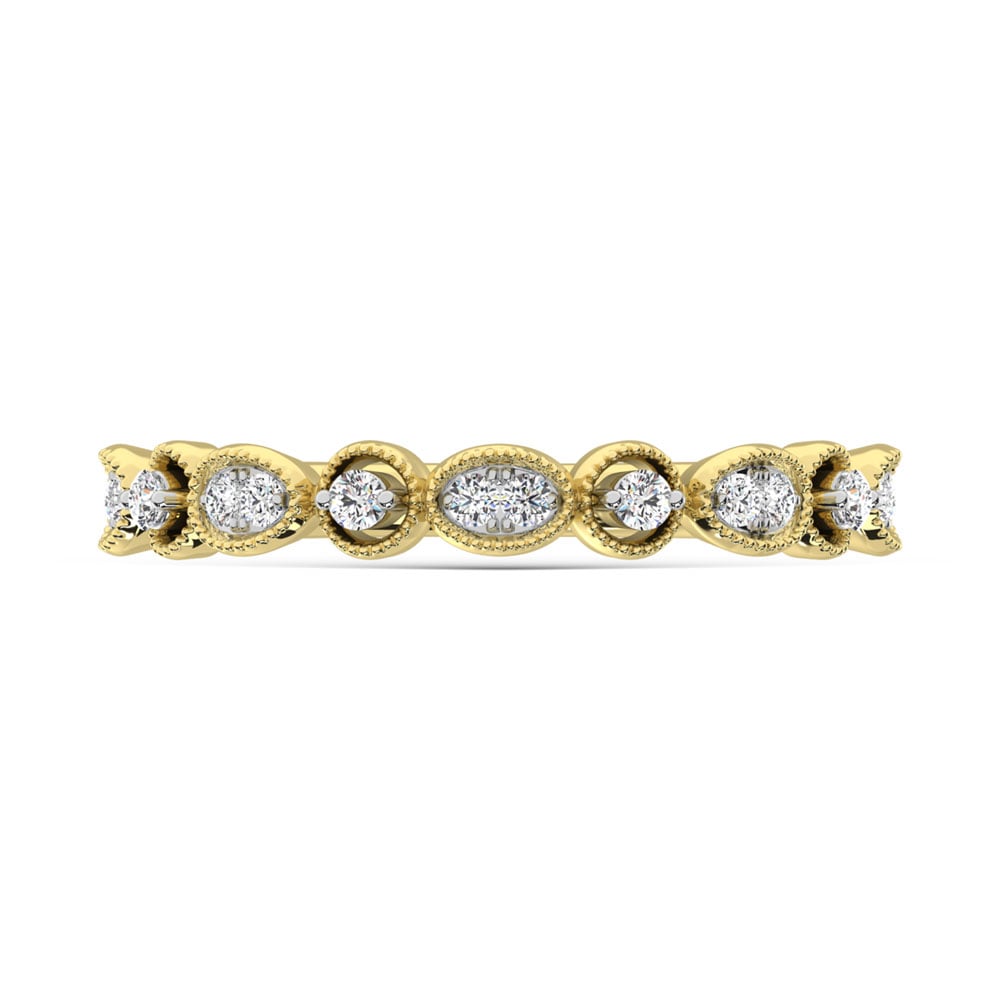 14K Yellow Gold Diamond 1/6 Ct.Tw. Stack Band