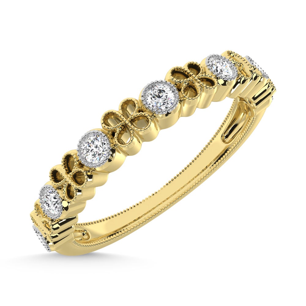 14K Yellow Gold Diamond 1/6 Ct.Tw. Stack Band