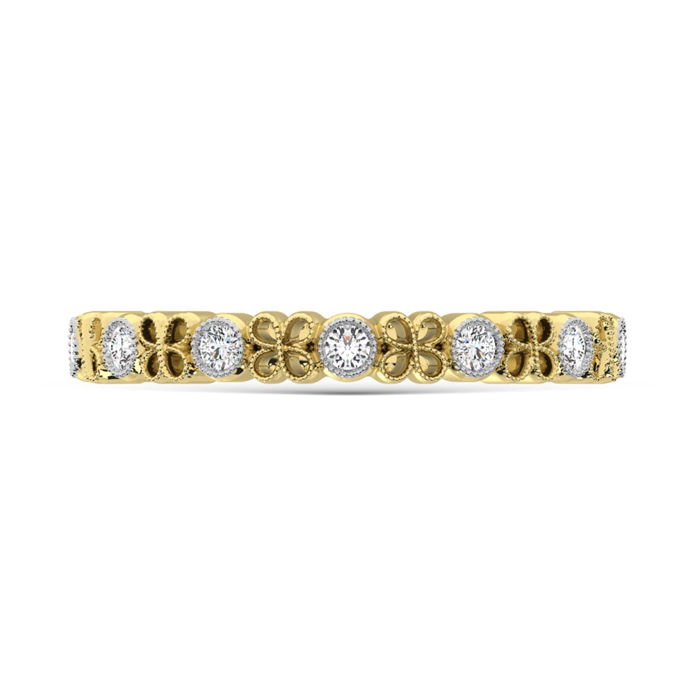 14K Yellow Gold Diamond 1/6 Ct.Tw. Stack Band