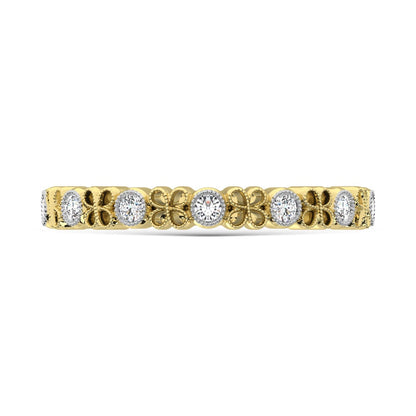14K Yellow Gold Diamond 1/6 Ct.Tw. Stack Band