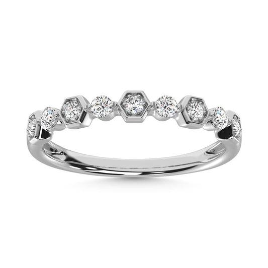 14K White Gold Diamond 1/4 Ct.Tw. Stack Band