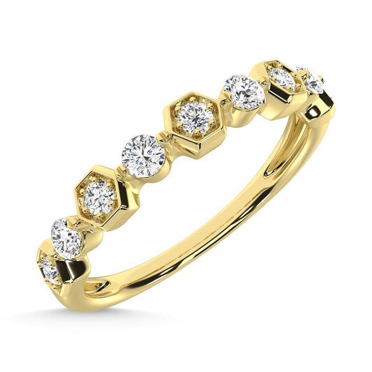 14K Yellow Gold Diamond 1/4 Ct.Tw. Stack Band