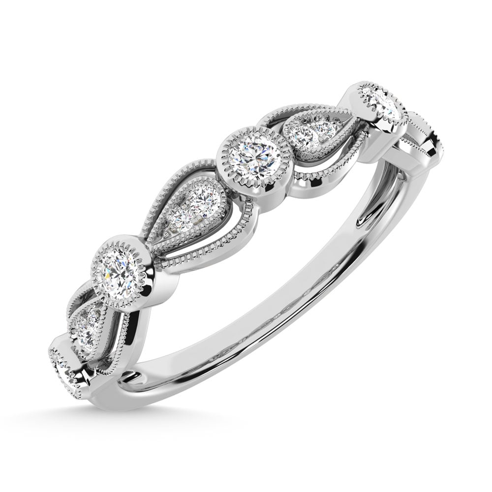 14K White Gold Diamond 1/4 Ct.Tw. Stack Band