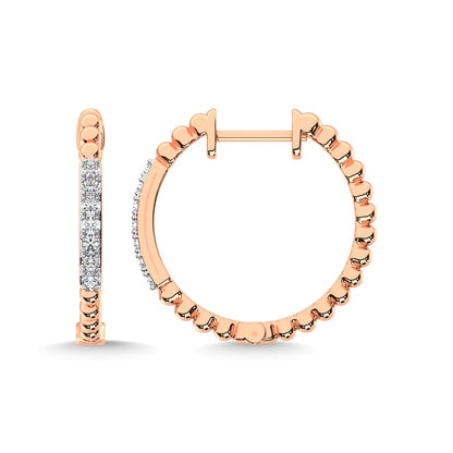 10K Rose Gold Diamond 1/6 Ct.Tw. Hoop Earrings