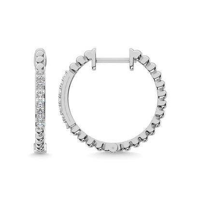 10K White Gold Diamond 1/6 Ct.Tw. Hoop Earrings