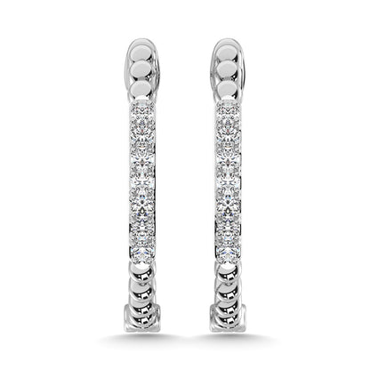 10K White Gold Diamond 1/6 Ct.Tw. Hoop Earrings