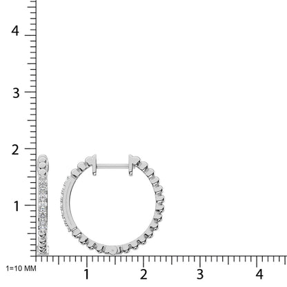 10K White Gold Diamond 1/6 Ct.Tw. Hoop Earrings
