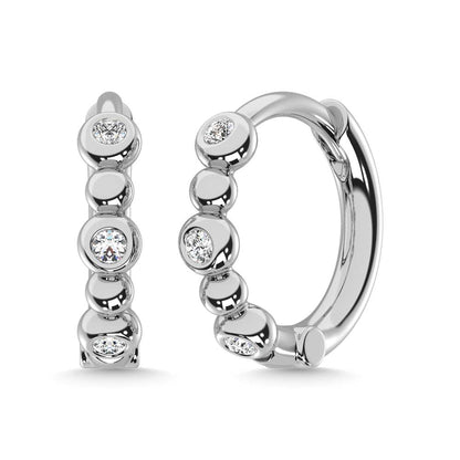 14K Yellow Gold Diamond 1/10 Ct.Tw. Hoop Earrings