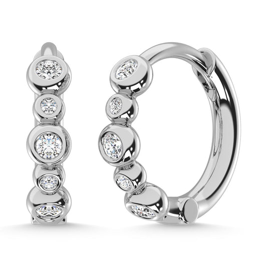 14K White Gold Diamond 1/5 Ct.Tw. Hoop Earrings