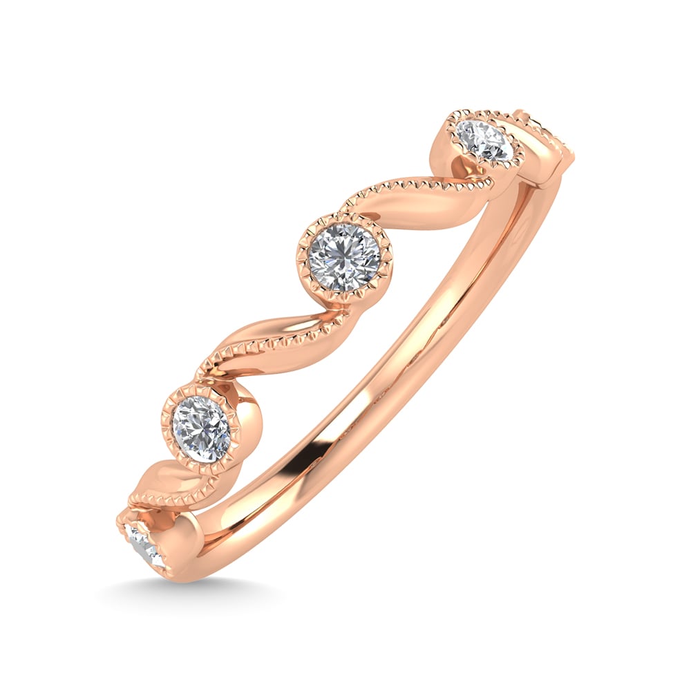 10K Rose Gold Diamond 1/10 Ct.Tw. Stackable Ring