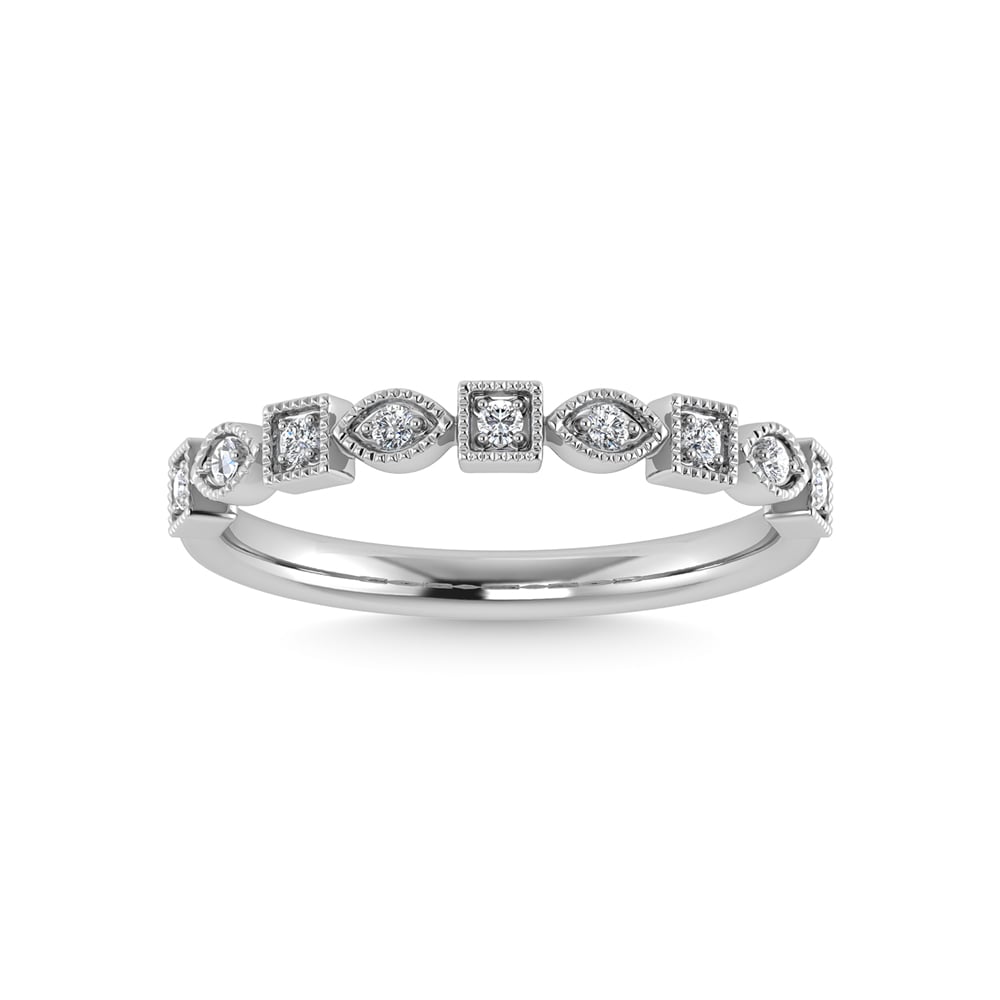 10K White Gold Diamond 1/10 Ct.Tw. Stackable Band