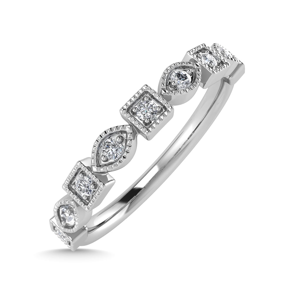 10K White Gold Diamond 1/10 Ct.Tw. Stackable Band
