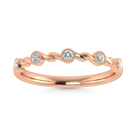 10K Rose Gold Diamond 1/10 Ct.Tw. Stackable Band