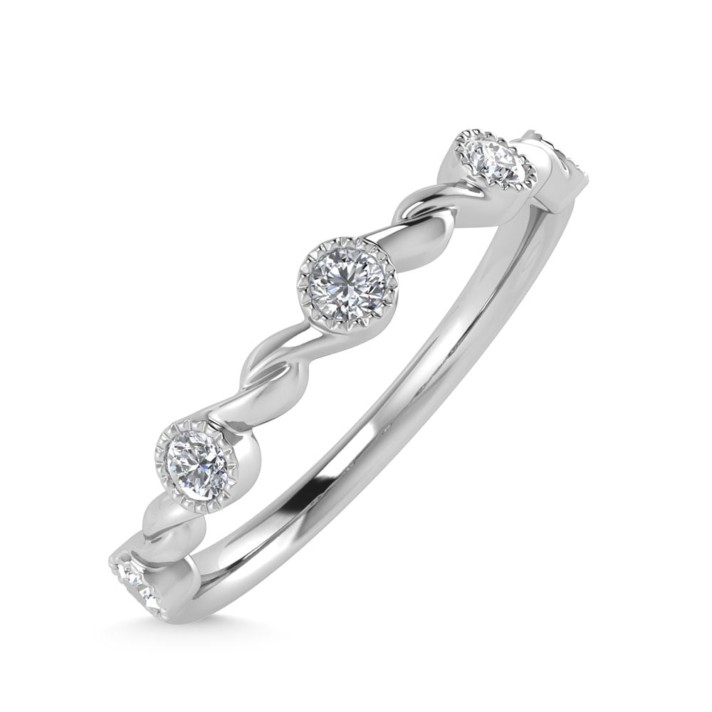 10K White Gold Diamond 1/10 Ct.Tw. Stackable Band