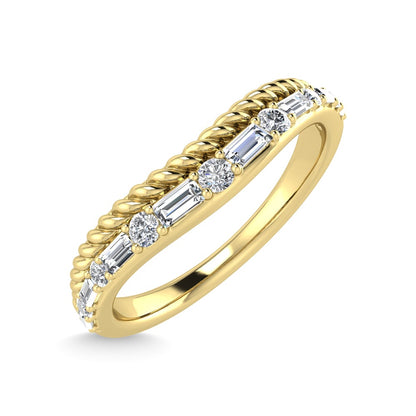 14K Two Tone Diamond 1/5 Ct.Tw. Curve Band