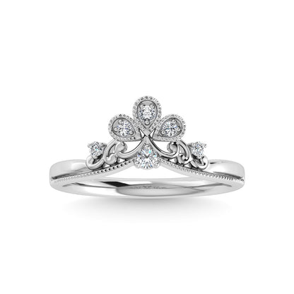 14K White Gold Diamond 1/10 Ct.Tw. Curve Band