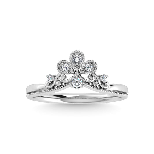 14K White Gold Diamond 1/10 Ct.Tw. Curve Band