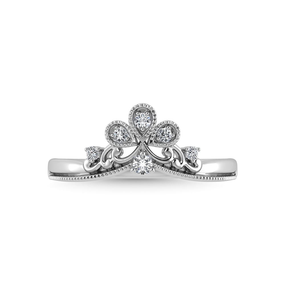 14K White Gold Diamond 1/10 Ct.Tw. Curve Band