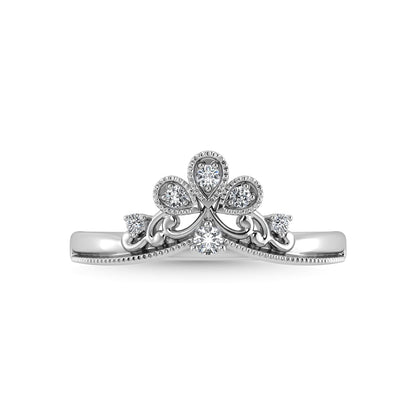 14K White Gold Diamond 1/10 Ct.Tw. Curve Band