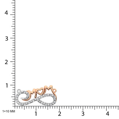 Diamond Accent MOM Pendant in Sterling Silver and 10K Yellow Gold