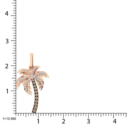 14K Rose Gold Diamond 1/5 Ct.Tw and Brown Diamond Palm Tree Pendant