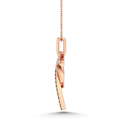 14K Rose Gold Diamond 1/5 Ct.Tw and Brown Diamond Palm Tree Pendant