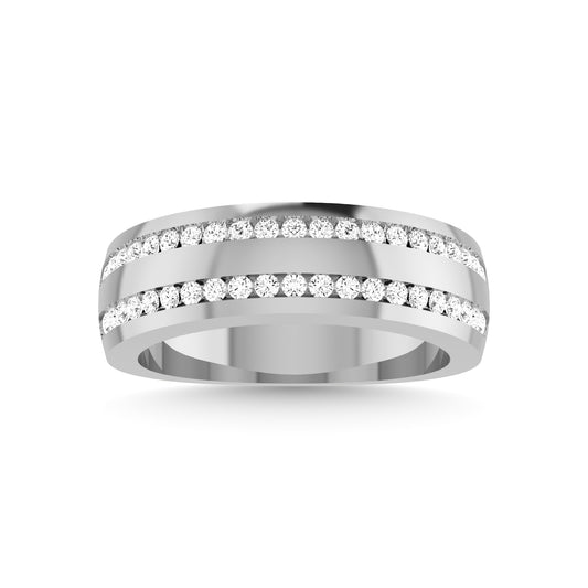 10K White Gold Diamond 1/2 Ct.Tw. Men?s Wedding Band
