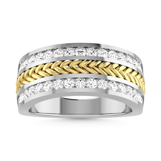 10K Two Tone Diamond 1 Ct.Tw. Men?s Wedding Band