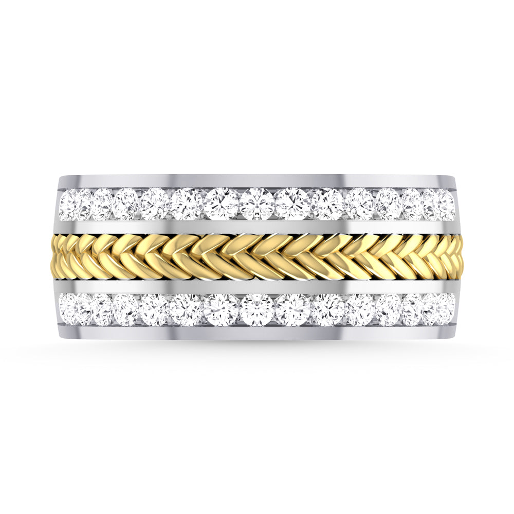 10K Two Tone Diamond 1 Ct.Tw. Men?s Wedding Band