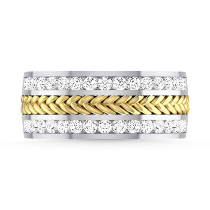 10K Two Tone Diamond 1 Ct.Tw. Men?s Wedding Band