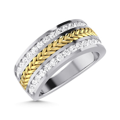 10K Two Tone Diamond 1 Ct.Tw. Men?s Wedding Band
