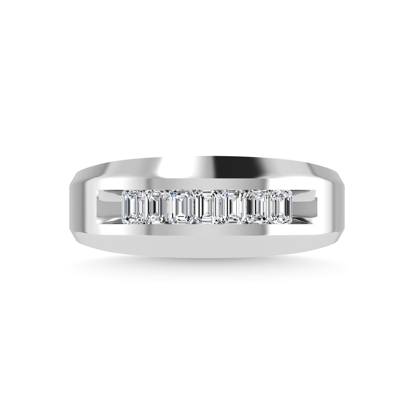 14K White Gold Diamond 5/8 Ct.Tw. Men?s Wedding Band