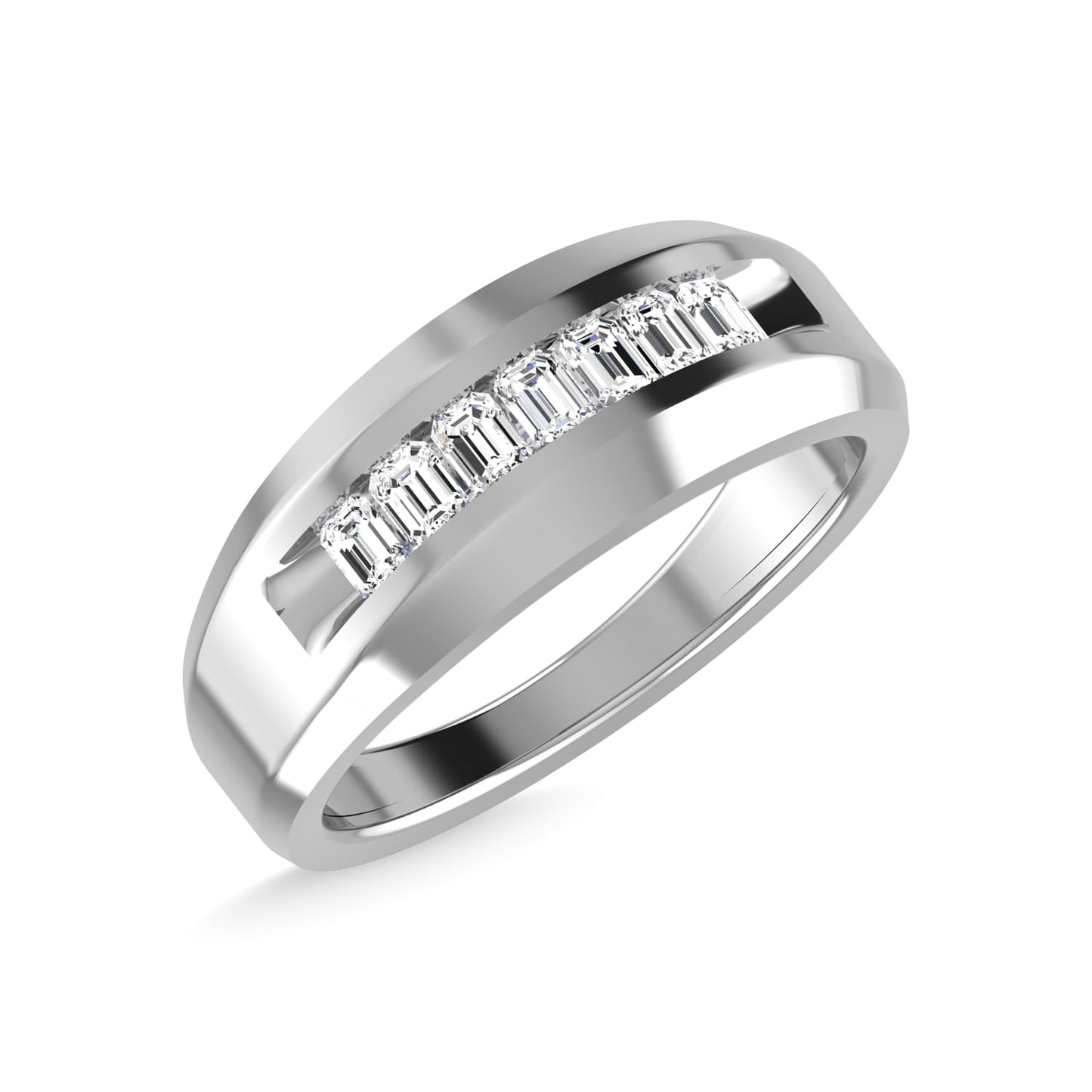 14K White Gold Diamond 5/8 Ct.Tw. Men?s Wedding Band