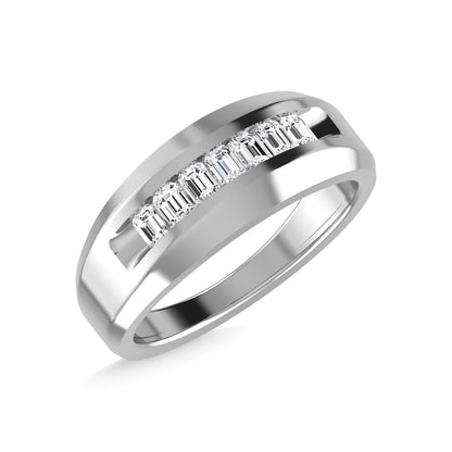 14K White Gold Diamond 5/8 Ct.Tw. Men?s Wedding Band